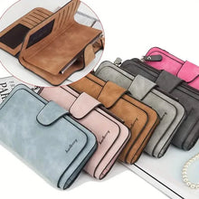 Charger l'image dans la galerie, Vintage Faux Leather Long Wallet – Trifold Credit Card Holder with Snap &amp; Zipper
