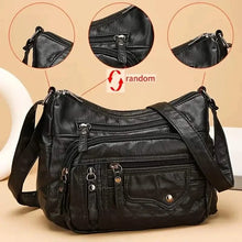 Cargar imagen en el visor de la galería, Fashion Multi Zipper Crossbody Bag, Soft Vegan Leather Shoulder Bag, Women's Multi Pockets Handbag Purse
