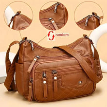 Cargar imagen en el visor de la galería, Fashion Multi Zipper Crossbody Bag, Soft Vegan Leather Shoulder Bag, Women's Multi Pockets Handbag Purse

