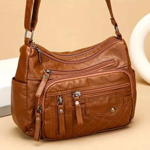 Cargar imagen en el visor de la galería, Fashion Multi Zipper Crossbody Bag, Soft Vegan Leather Shoulder Bag, Women's Multi Pockets Handbag Purse
