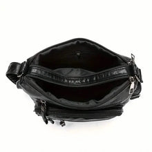 Cargar imagen en el visor de la galería, Fashion Multi Zipper Crossbody Bag, Soft Vegan Leather Shoulder Bag, Women's Multi Pockets Handbag Purse
