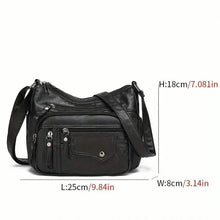 Cargar imagen en el visor de la galería, Fashion Multi Zipper Crossbody Bag, Soft Vegan Leather Shoulder Bag, Women's Multi Pockets Handbag Purse
