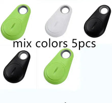 Load image into Gallery viewer, Five eThings Smart Mini GPS Trackers in green, white, and black colors, ideal for tracking personal items or pets.
