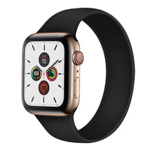 Load image into Gallery viewer, Stylish black band for Apple Watch 5, enhancing sophistication and comfort.

