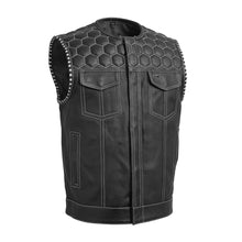 Cargar imagen en el visor de la galería, Hornet Perforated Men's Club Style Leather Vest

