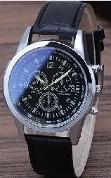 Limited Three Eye Watch with blue glass, sleek belt, and chronograph feature, quartz men's timepiece blending classic and modern style