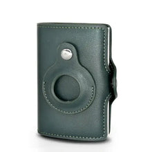 Load image into Gallery viewer, Green Airtag Money Bag Wallet in synthetic leather featuring a sleek and durable design for secure card and cash organization.
