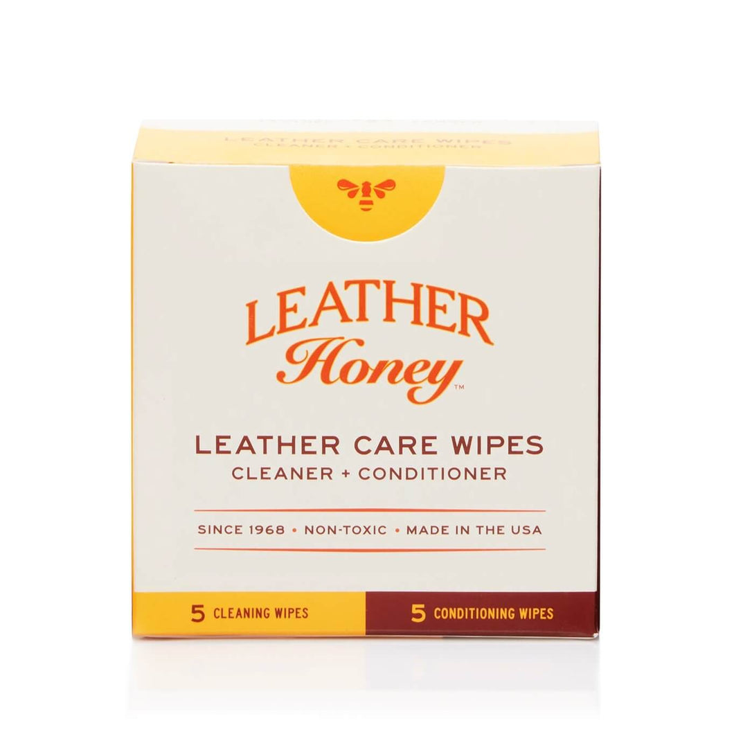 Leather Care Wipes (10 Pack) by Leather Honey - Trusted leather cleaner and conditioner, individually packaged, ideal for on-the-go use.