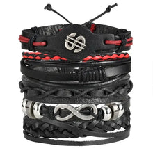 Load image into Gallery viewer, Multilayer leather bracelet with intricate design and metal accents, perfect for adding rugged elegance to any outfit.
