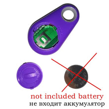Cargar imagen en el visor de la galería, Purple Key GPS Tracker Alarm Sensor Device with open battery compartment, battery not included
