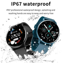 Load image into Gallery viewer, IP67 waterproof smart watch for fitness and health tracking with digital display, available in black and blue.
