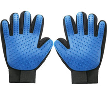 Load image into Gallery viewer, Blue dual-sided pet grooming gloves for effective and comfortable fur grooming.
