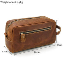 Load image into Gallery viewer, The Wanderer Toiletry Bag | Genuine Leather Toiletry Bag with multiple pockets, ideal for travel and maintaining essentials organized.

