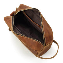 Load image into Gallery viewer, The Wanderer Toiletry Bag | Genuine Leather Toiletry Bag - open view showing spacious interior and durable design for travel.
