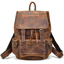 Load image into Gallery viewer, The Hagen Backpack | Vintage Leather Backpack in genuine cowhide with antique finish, perfect for tablets, laptops, and daily use.
