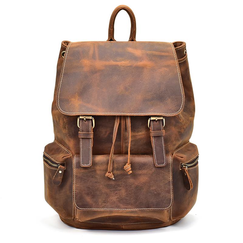 The Hagen Backpack | Vintage Leather Backpack in genuine cowhide leather with antique finish and spacious design.
