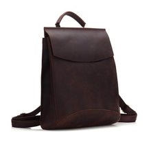 Load image into Gallery viewer, The Gyda Backpack | Vintage Leather Travel Backpack in brown leather, ideal for securing laptops, books, and gadgets with timeless style.
