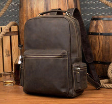 Load image into Gallery viewer, The Langley Backpack | Genuine Vintage Leather Backpack, multifunctional travel bag with ample pockets for school, work, or trips.
