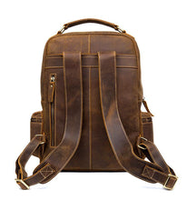 Load image into Gallery viewer, The Langley Backpack | Genuine Vintage Leather Backpack with multiple compartments, handcrafted from high-quality crazy horse leather.
