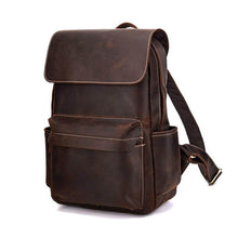 Load image into Gallery viewer, The Helka Backpack | Genuine Vintage Leather Backpack with sleek design and multiple pockets for school, work, or outdoor use.
