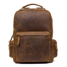 Load image into Gallery viewer, The Langley Backpack | Genuine Vintage Leather Backpack with multiple pockets and sturdy design, perfect for school, work, or outdoor trips.
