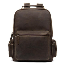 Load image into Gallery viewer, The Langley Backpack | Genuine Vintage Leather Backpack with large compartment and exterior pockets, ideal for travel and daily use.
