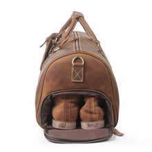 Load image into Gallery viewer, The Dagny Weekender | Large Leather Duffle Bag featuring shoe compartment and full-grain leather design.
