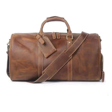 Load image into Gallery viewer, The Dagny Weekender | Large Leather Duffle Bag in full-grain leather for stylish, organized travel.
