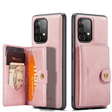 Cargar imagen en el visor de la galería, Pink vegan leather wallet magnetic case for Samsung Galaxy S21 Ultra 5G with card slot, showcasing style and convenience.
