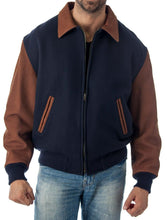 Load image into Gallery viewer, Men&#39;s Executive Varsity Jacket with Leather Sleeves by REED, Union Made in USA
