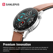 Load image into Gallery viewer, Sleek Business Smart Watch with 1.3-inch full touch screen, featuring fitness tracking and a stylish leather band.
