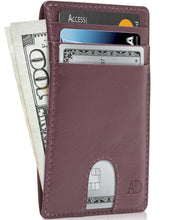 Charger l'image dans la galerie, Genuine Leather Slim Card Holder – RFID Blocking, Thumb-Hole Access
