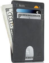 Charger l'image dans la galerie, Genuine Leather Slim Card Holder – RFID Blocking, Thumb-Hole Access
