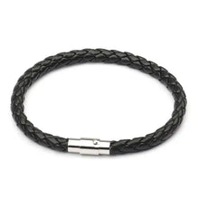 Load image into Gallery viewer, Sleek black braided bracelet with magnetic buckle, combining style and practicality in a modern design.
