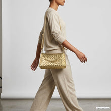 Charger l'image dans la galerie, Italian Genuine Woven-Embossed Metallic Suede Crossbody Bag | Roma

