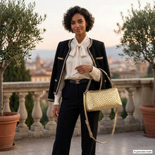 Charger l'image dans la galerie, Italian Genuine Woven-Embossed Metallic Suede Crossbody Bag | Roma
