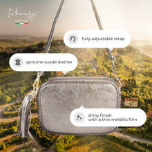 Charger l'image dans la galerie, Italian Genuine Metallic Suede Crossbody Bag | Gubbio
