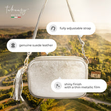 Charger l'image dans la galerie, Italian Genuine Metallic Suede Crossbody Bag | Gubbio
