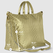 Charger l'image dans la galerie, Italian Genuine Basketweave-Embossed Metallic Suede Top-Handle Bag | Treviso
