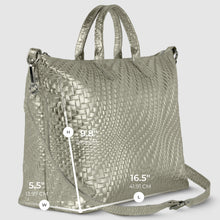 Charger l'image dans la galerie, Italian Genuine Basketweave-Embossed Metallic Suede Top-Handle Bag | Treviso
