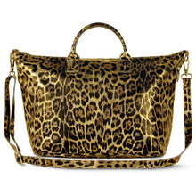 Load image into Gallery viewer, Italian Genuine Leopard-Print Metallic Suede Top-Handle Bag | Rimini
