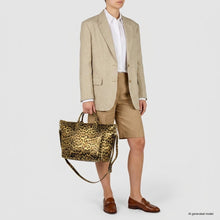 Load image into Gallery viewer, Italian Genuine Leopard-Print Metallic Suede Top-Handle Bag | Rimini
