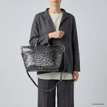 Load image into Gallery viewer, Italian Genuine Leopard-Print Metallic Suede Top-Handle Bag | Rimini
