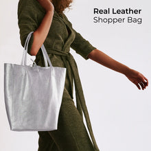 Charger l'image dans la galerie, Italian Metallic Full-Grain Leather Tote Bag | Vinci
