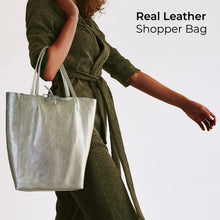 Charger l'image dans la galerie, Italian Metallic Full-Grain Leather Tote Bag | Vinci
