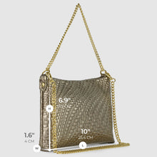 Charger l'image dans la galerie, Italian Genuine Basketweave-Embossed Metallic Suede Crossbody Bag | Bari
