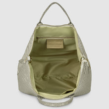 Load image into Gallery viewer, Italian Genuine Basketweave-Embossed Metallic Suede Top-Handle Bag | Imperia
