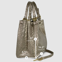 Load image into Gallery viewer, Italian Genuine Basketweave-Embossed Metallic Suede Top-Handle Bag | Imperia
