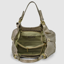 Load image into Gallery viewer, Italian Genuine Basketweave-Embossed Metallic Suede Top-Handle Bag | Imperia
