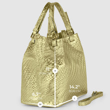 Load image into Gallery viewer, Italian Genuine Basketweave-Embossed Metallic Suede Top-Handle Bag | Imperia
